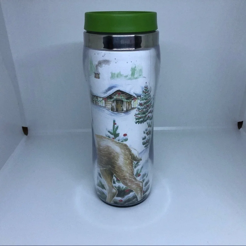 Kohls Christmas Coffee Tumbler Forest Scene 16oz‎